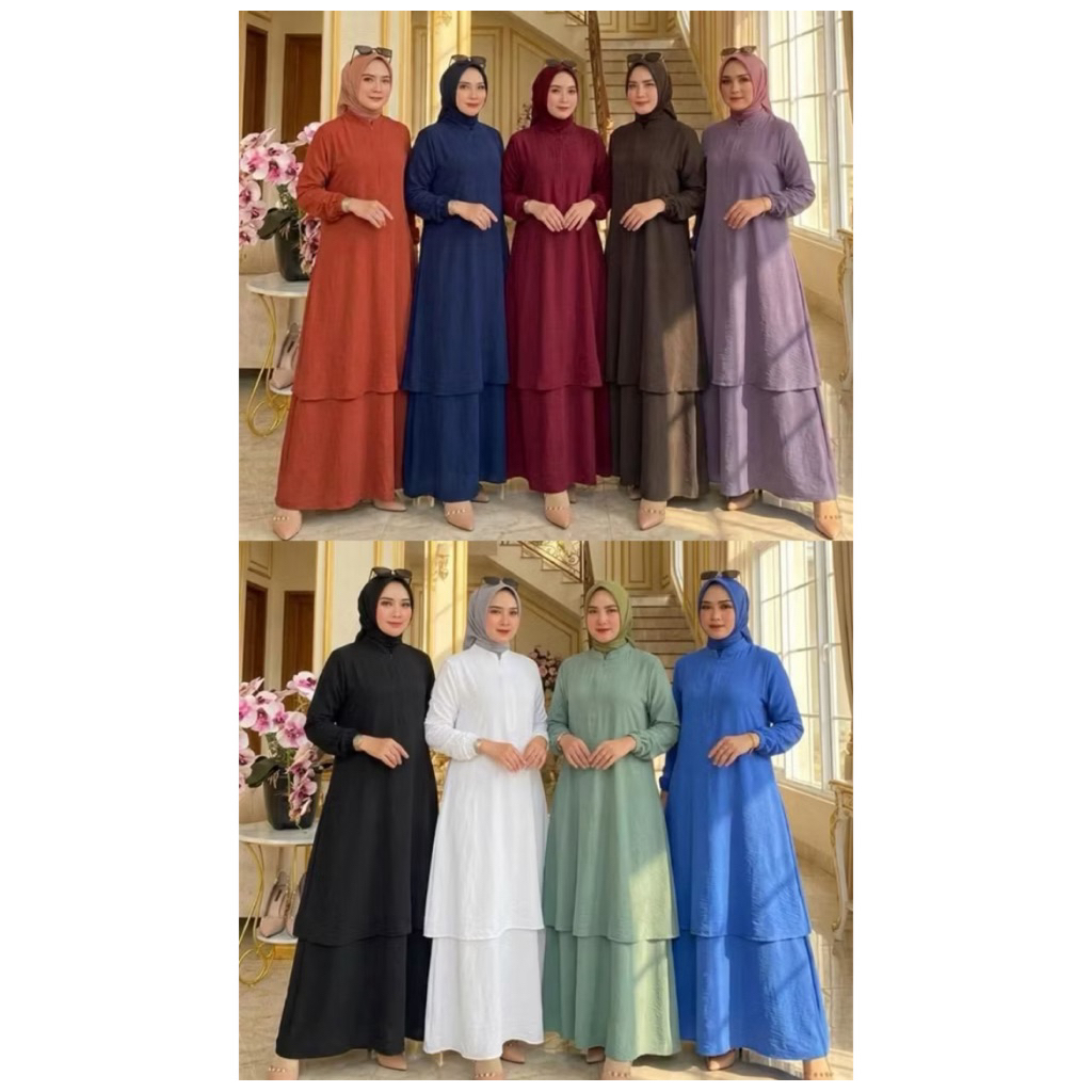 GAMIS MUSLIM MALAYSIA DEWASA BAHAN POLO LINEN PREMIUM (BUSUI FRIENDLY)
