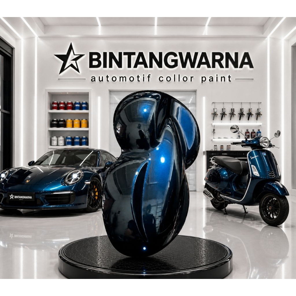 CAT HITAM LEMBAYUNG BIRU cat black lembayung biru cat motor cat mobil cat cuatom cat automotive cat 