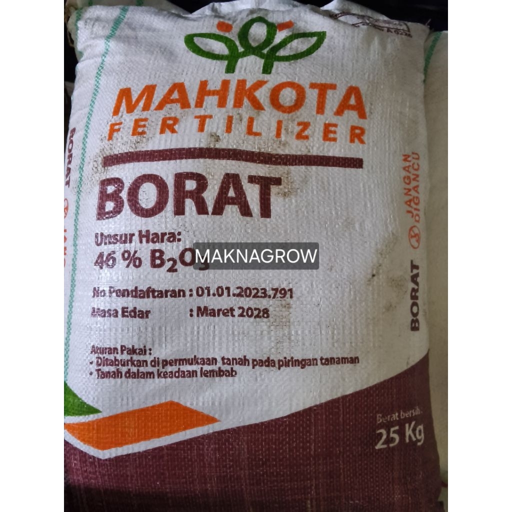 Pupuk boron/borate MAHKOTA 25 kg asli / original B²O³ kemasan pabrik