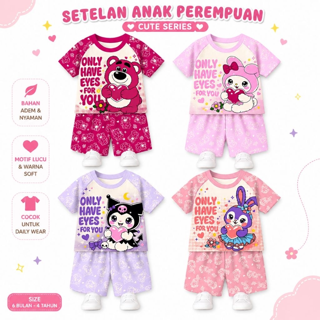 VALMELO  Setelan anak perempuan/baju anak cewek harian