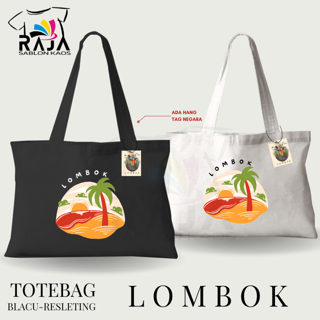 Raja Sablon Totebag Blacu Souvenir Tas Tote bag Oleh oleh Lombok Type 2