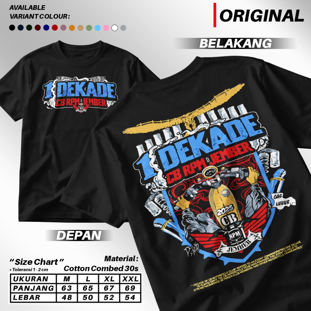 KAOS 1 DEKADE CB RPM JEMBER T-SHIRT SATU DEKADE CB RPM JEMBER