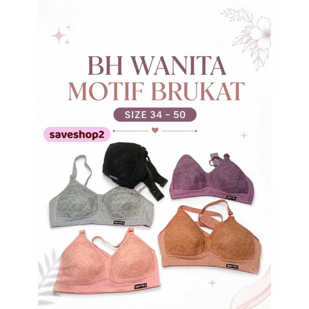 Sport Bra Bh Remaja Dan Jumbo Size 34 - 50 Bh Wanita Tanpa Kawat Bra Jumbo