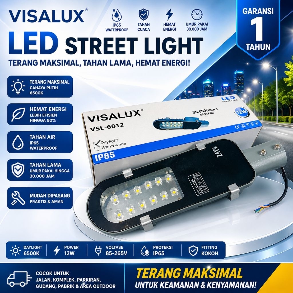 LAMPU JALAN LED VISALUX VSL 6012 IP65 STREET LIGHT OUTDOOR tahan hujan