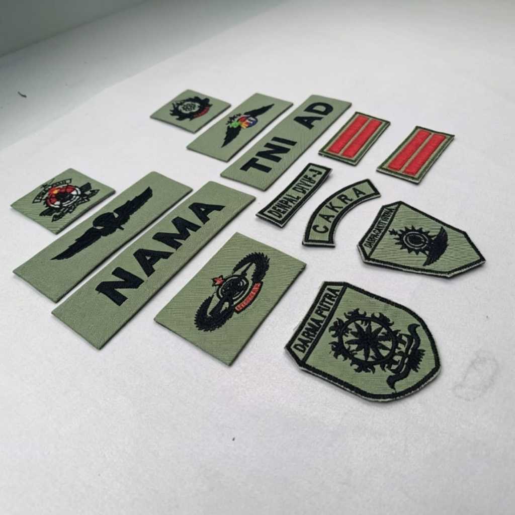 BORDIR PDL TNI HIJAU SAGE Papan Nama Atribut PDL Kostum AD Bordir AL AU CUSTOM BRIVET
