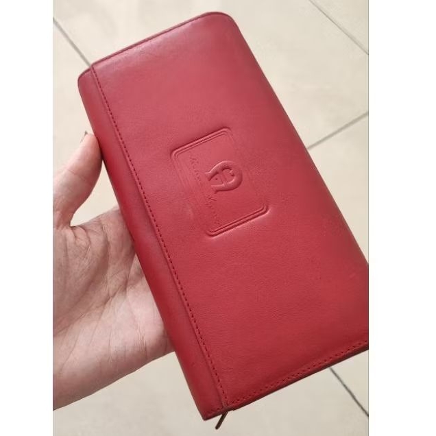 Dompet cewek wanita merah AIGNER women's red wallet genuine leather preloved like new