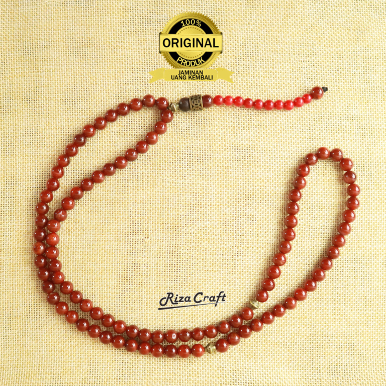 Tasbih Batu Alam Kristal Merah Delima Agate Garnet Redish ASLI Alam Natural Original 99 Butir