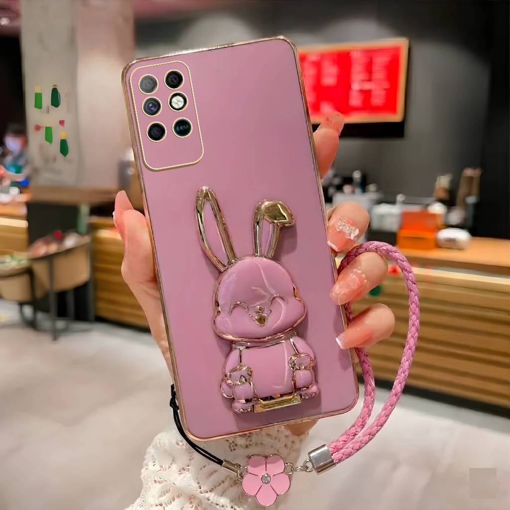 SoftCase Infinix Note 8 Note 12 G96 Note 12 VIP Casing Elektro Plating Hollder Bunny Free Tali Flowr