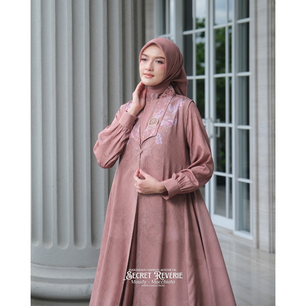 Madenia Syari Masya - Maudy Dress Bahan Dobby - Gamis Pesta - Kondangan - Outer