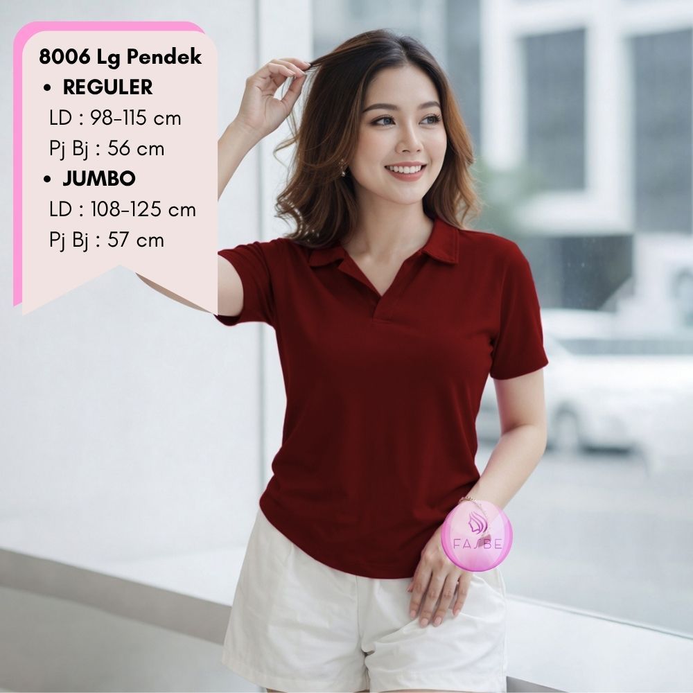 Kaos Oversize Wanita Leher V neck Ukuran Reguler dan Jumbo Besar 8006 Lengan Pendek Spandek Adem