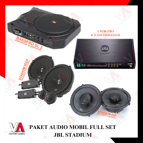 Paket Audio Mobil Full Set JBL STADIUM Speaker 4 Pintu + Sub Aktif Underseat + DSP Processor Car Aud