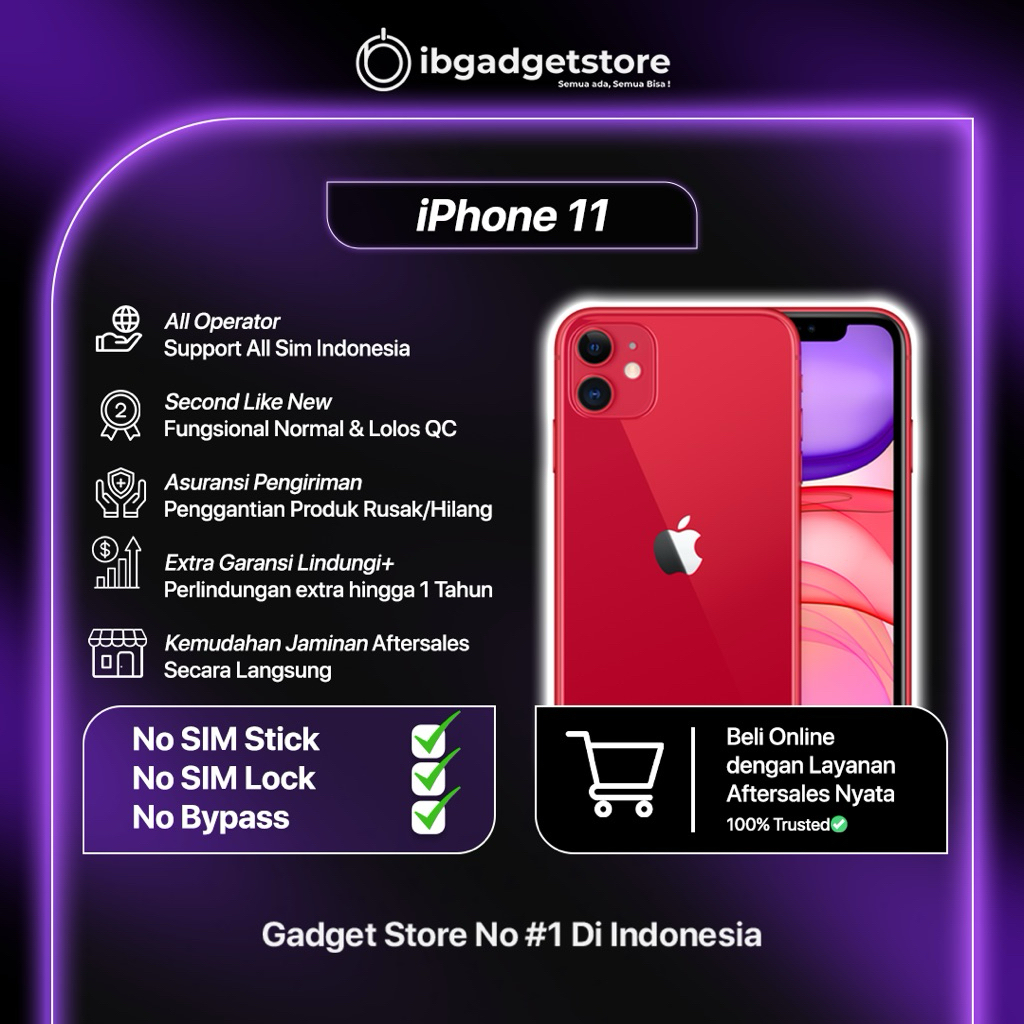 Ip 11 64gb/128gb/256gb Secondhand Like New Original Bergaransi