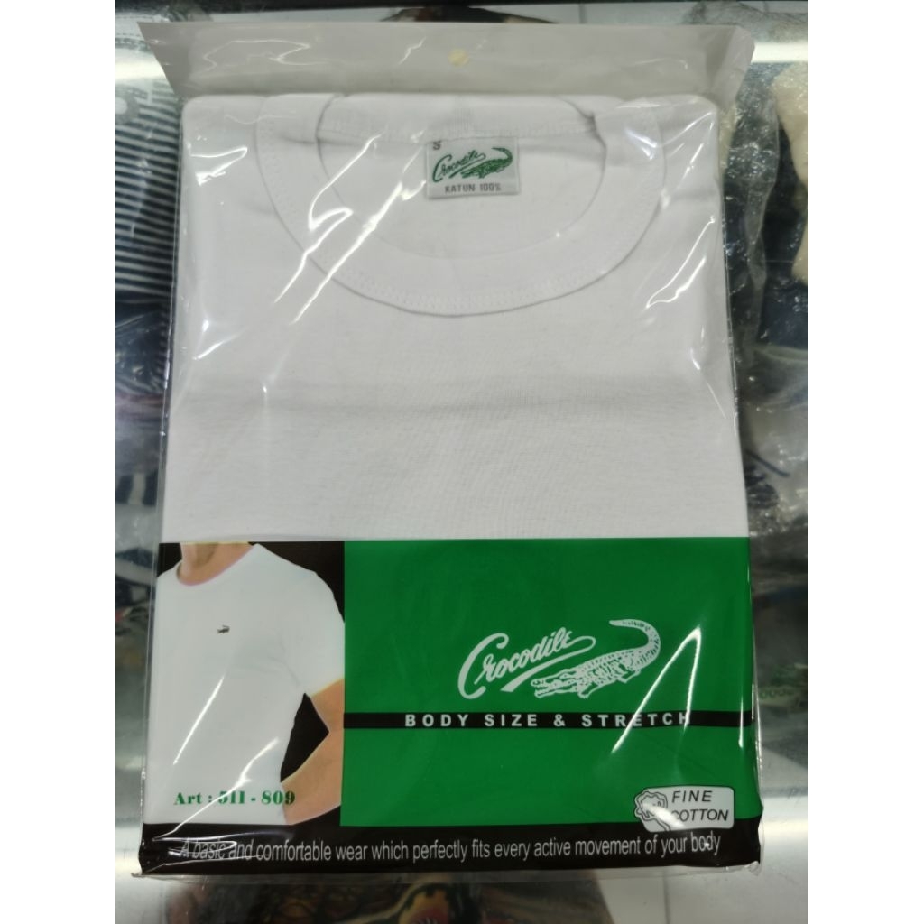 Kaos oblong crocodile o-neck putih