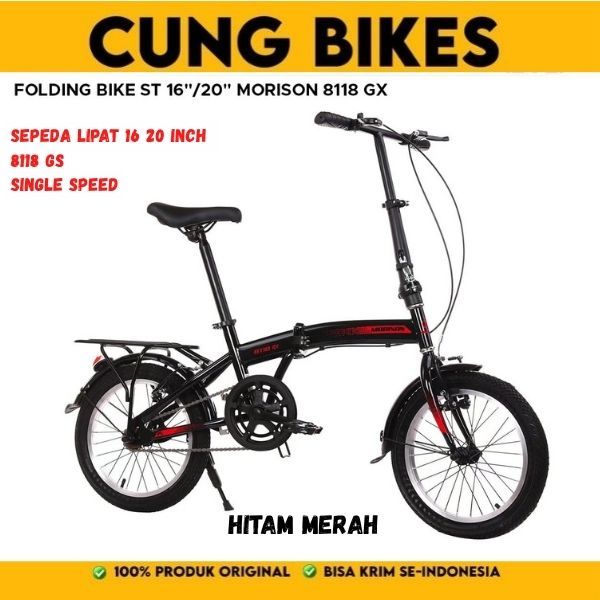 Sepeda lipat ukuran 16 20 inch MORISON MS 8118 GX SINGLE SPEED-8116 7SPEED  Boncengan