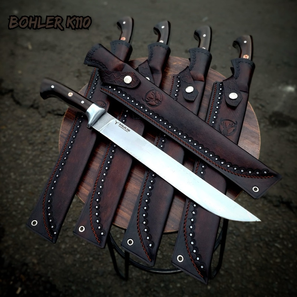 GOLOK PISAU SEMBELIH BAJA BOHLER K110 SARUNG KULIT 30 cm