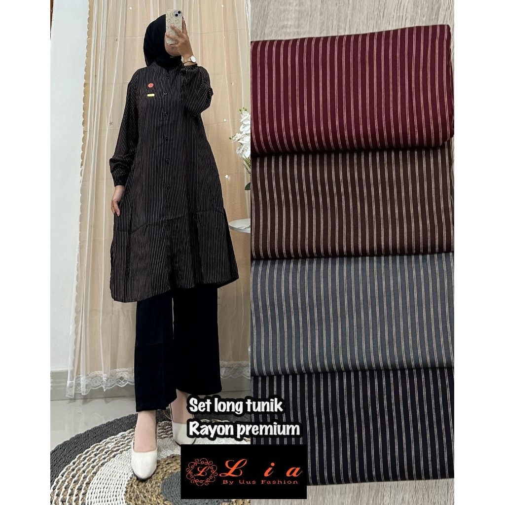 SETELAN LONG TUNIK/SETLONG RAYON TWILL LIA FASHION