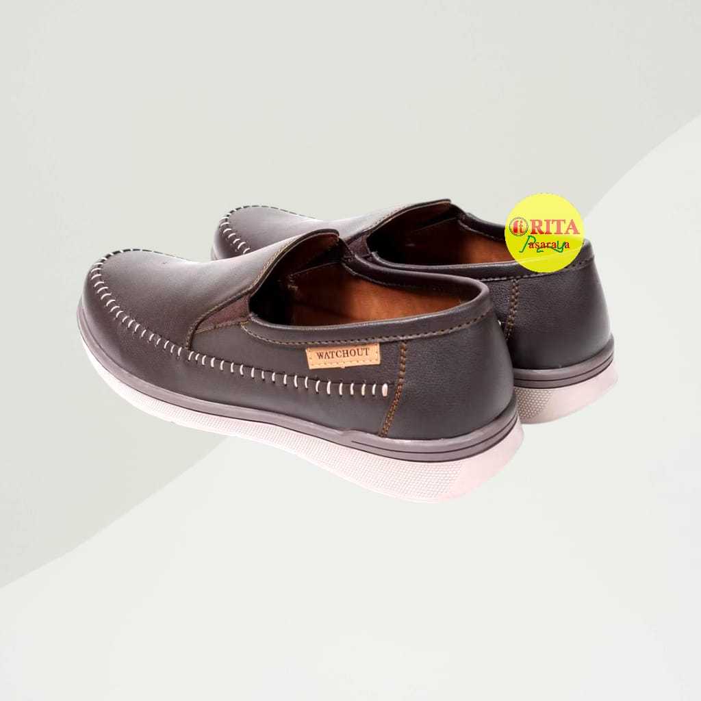 Watchout Sepatu Pria Casual Slop Tanpa Tali & Outsole Bahan Karet