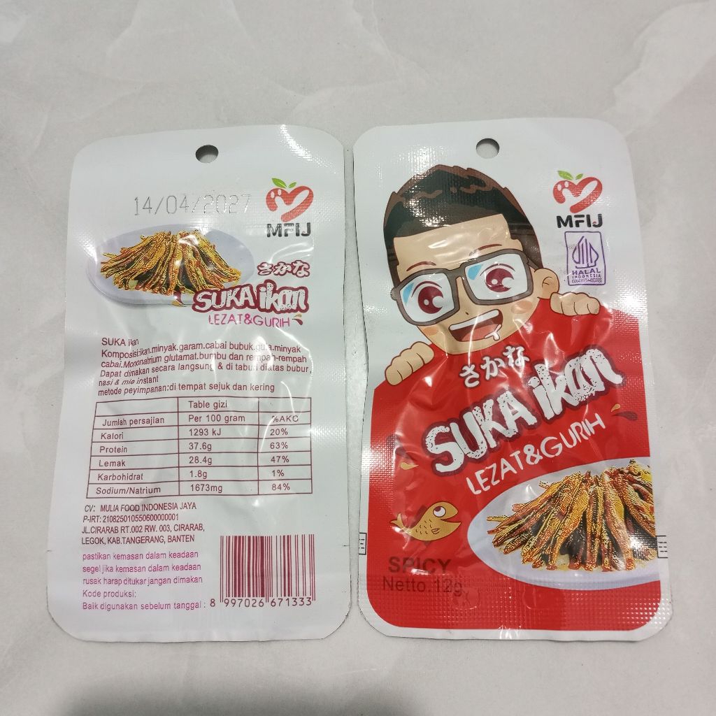 (Spicy) Halal Snack ikan laut dalam 12g suka ikan