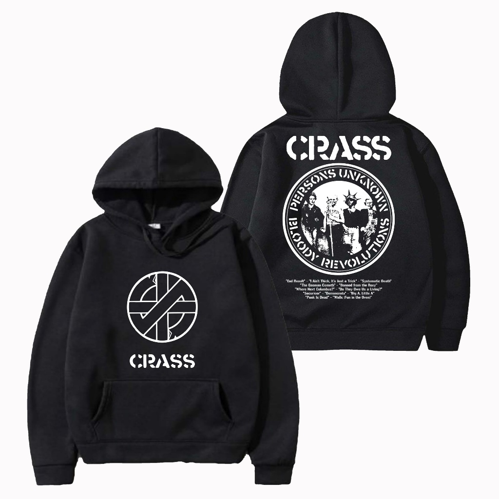 Hoodie CRASS PERSONS UKNOWN Sweater Pullover Warna Hitam Jaket Unisex Pria Wanita Jumper Fleece Orig