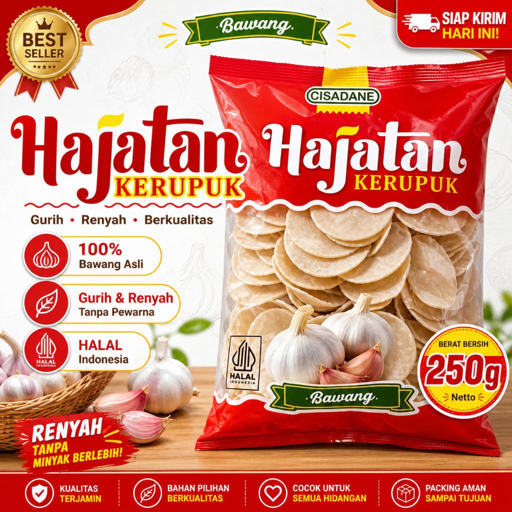 Kerupuk mentah/Kerupuk Bawang/Kerupuk Lampung Hajatan bawang 250 gram