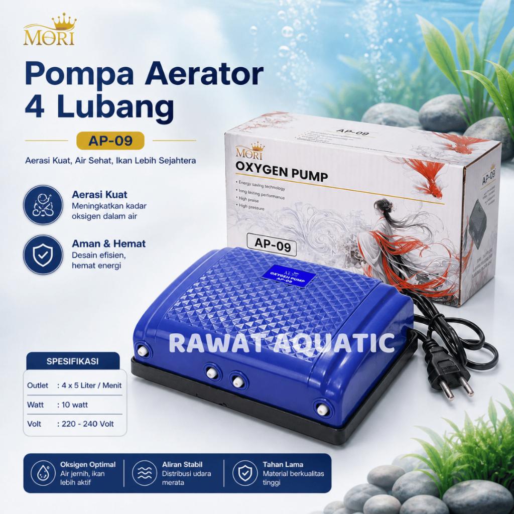 Pompa Aerator 4 Lubang Mesin Pompa Udara Aquarium Kolam Ikan