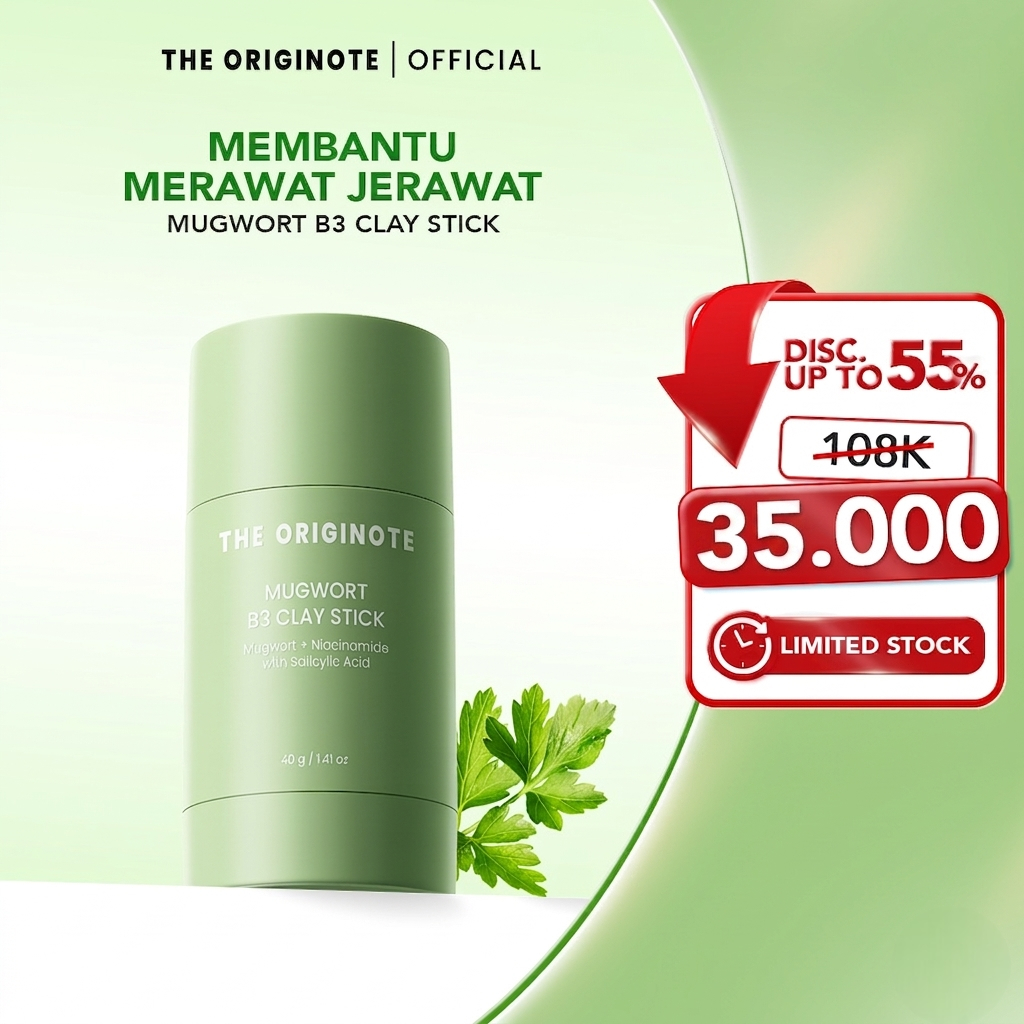 [SPECIAL PRICE] The Originote Mugwort B3 Clay Stick Mask - Masker Wajah Mugwort Acne Menenangkan Waj