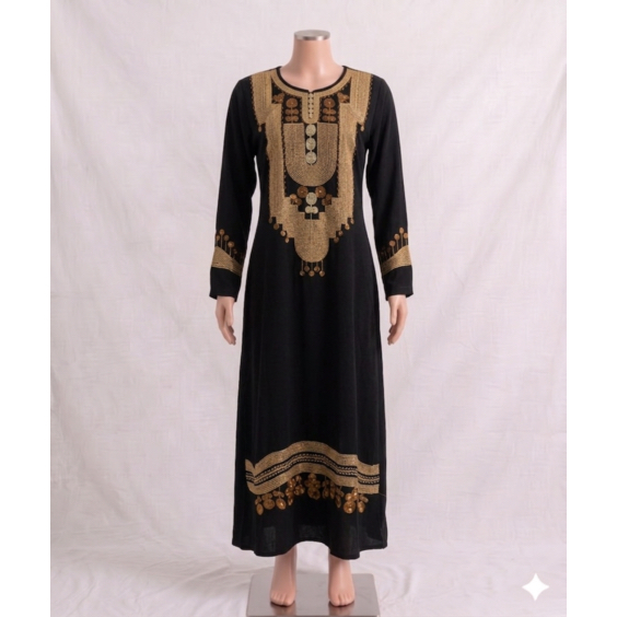 [PRELOVED] Suci Collection – Royal Gold Embroidery Abaya – Midnight Black – Gamis Hitam Bordir – Siz