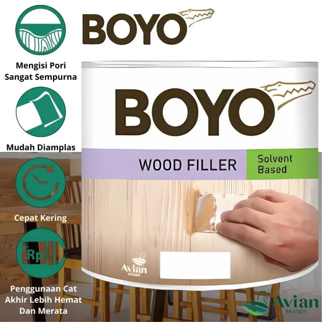 Dempul Kayu Boyo Wood Filler Mebel Pintu Kusen 1kg