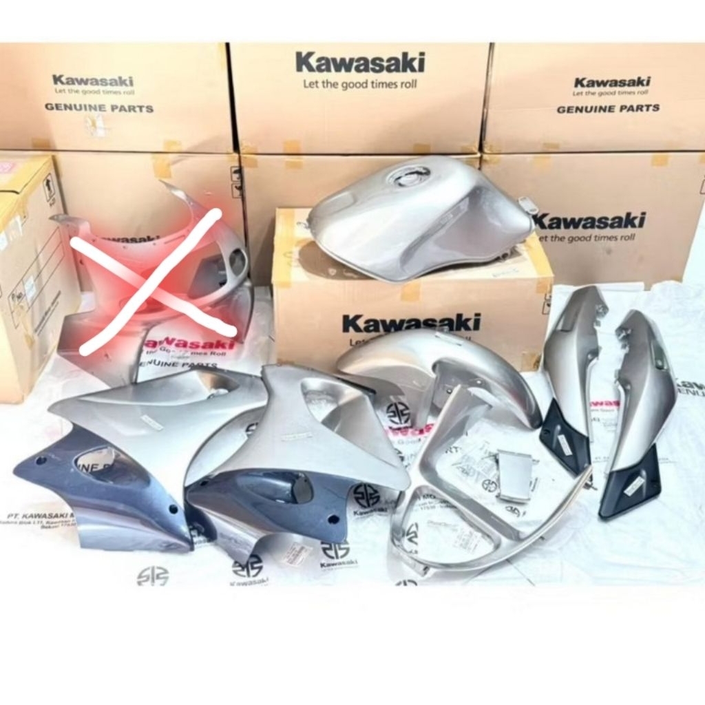 cover body full set ninja rr old silver tangki rr old zx150 original