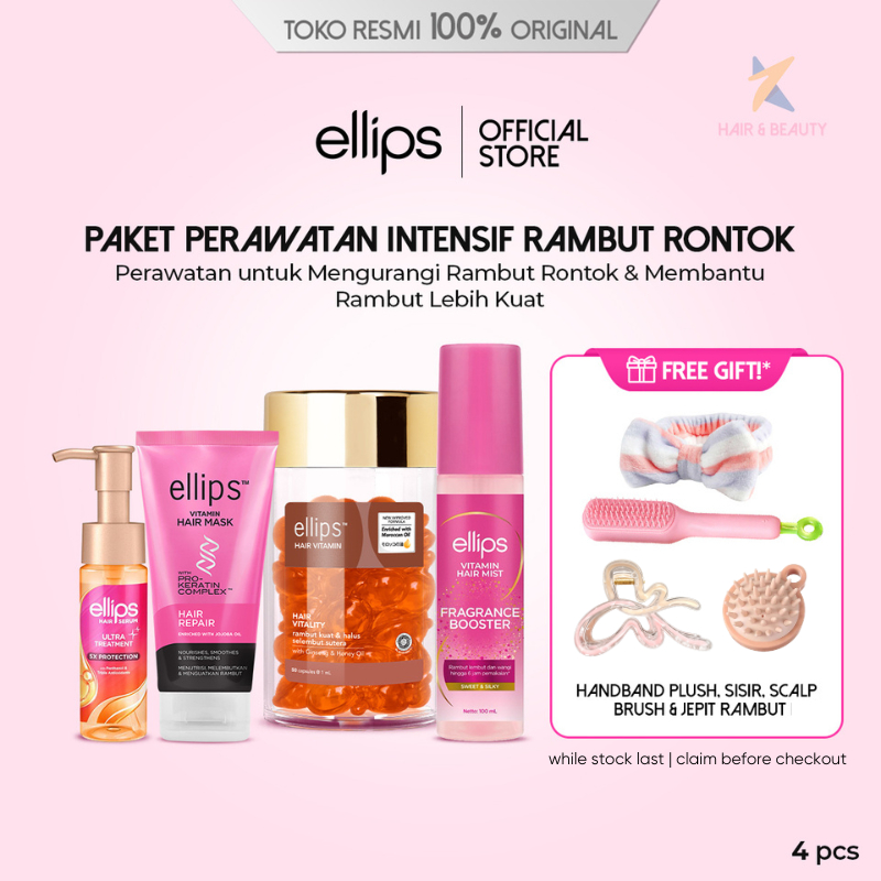 [Paket Perawatan Intensif Rambut Rontok] Ellips Anti Hair Fall Treatment Kit - Perawatan untuk Mengu