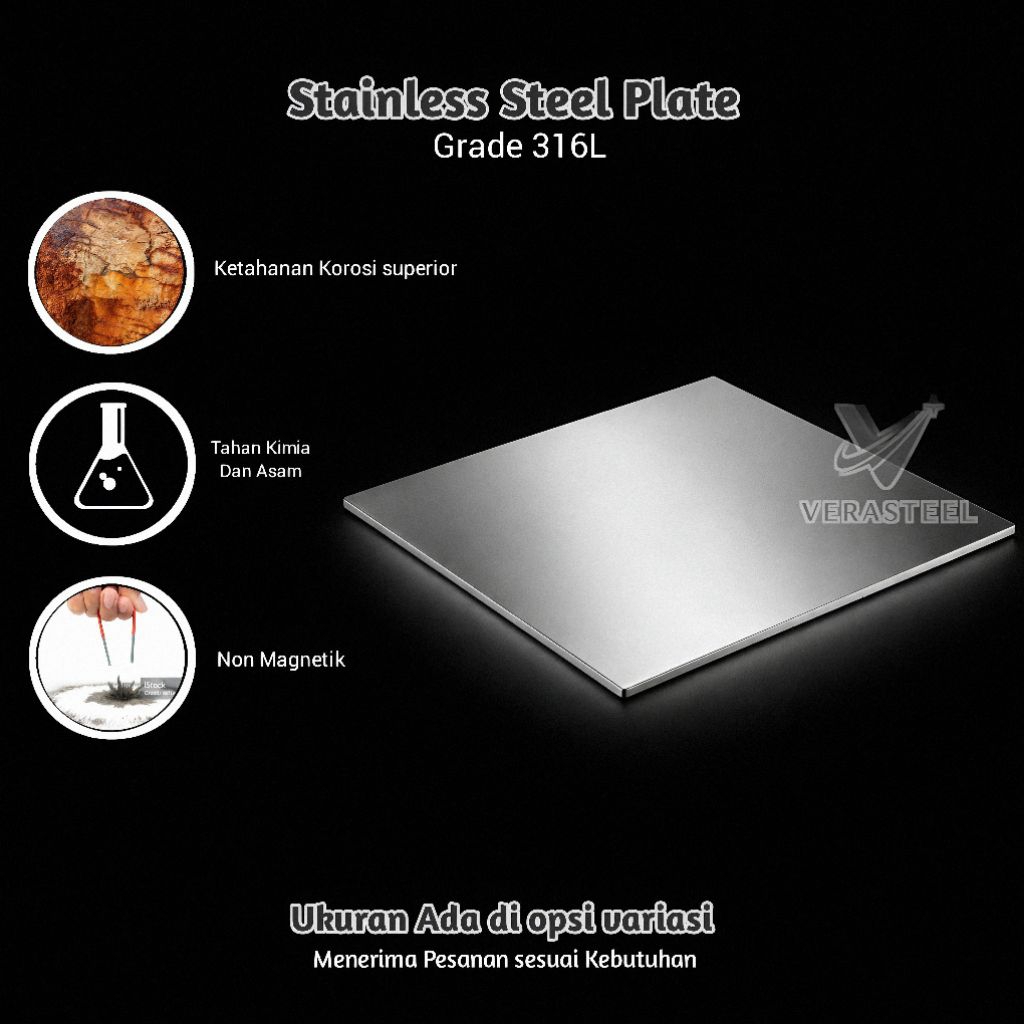 Plat stainless steel 316L Tebal 6mm | SUS316L Costum