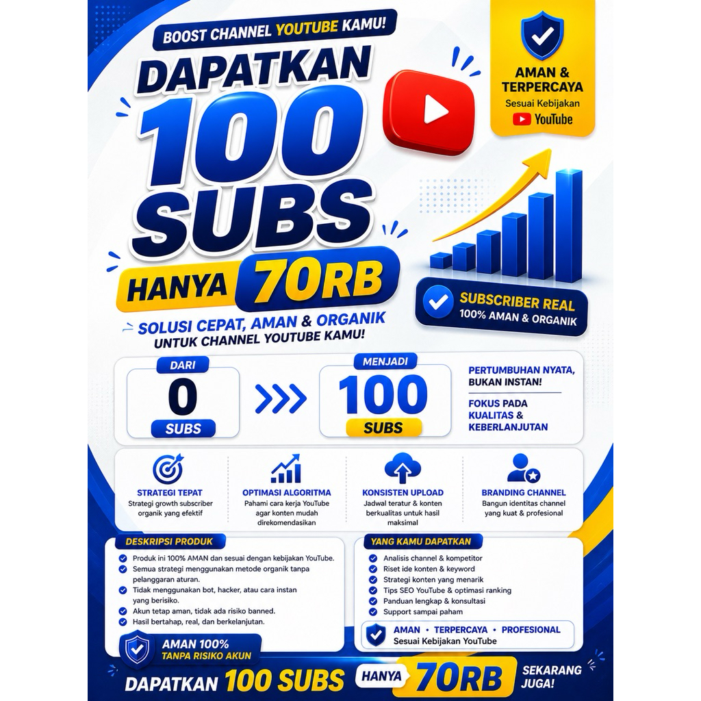 100 SUBS ORGANIK NO DROP