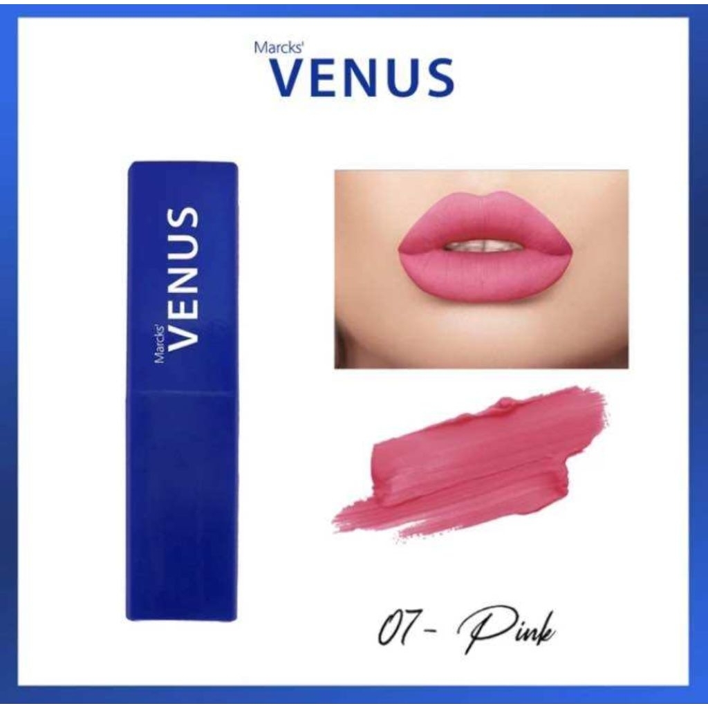 Marcks Venus Velvet Matte Lipstik 4.2g - 07 Pink, Tekstur Lembut dan Warna Sempurna EXP Desember 202
