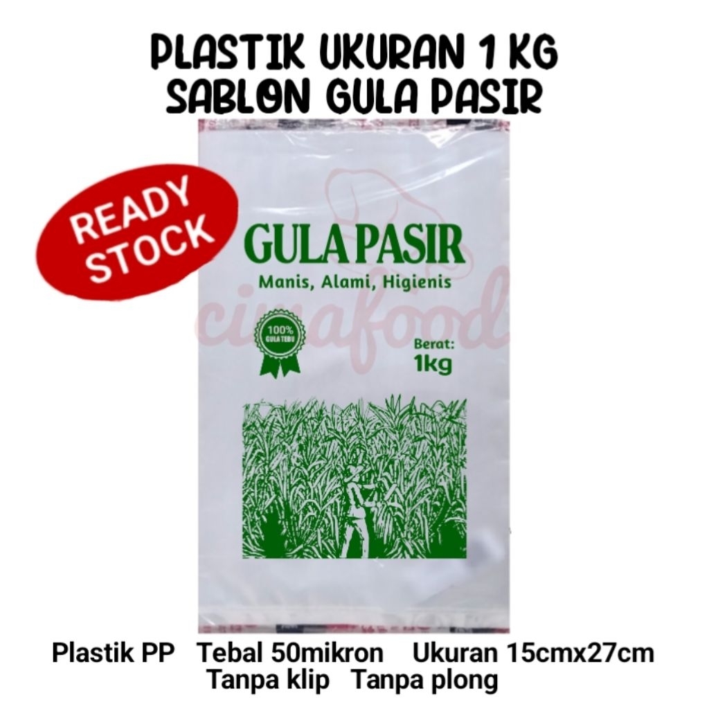 [50pcs] Plastik Gula 1kg, Plastik Ukuran 1kg Sablon Gula Pasir