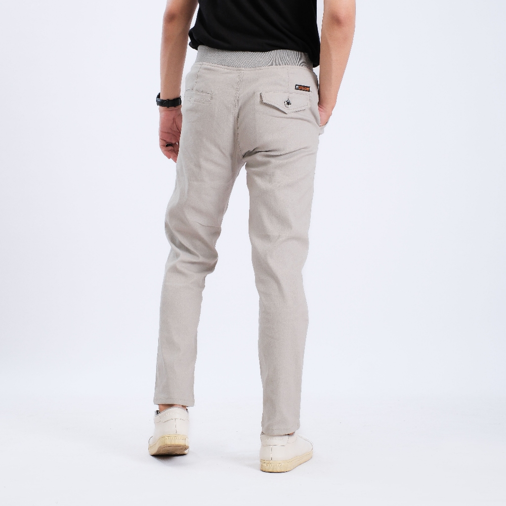 Celana Panjang Chinos Pria Slim Fitt Pria Pinggang Karet/RIB Kantong Paspol Bahan Katun Combed Diamo