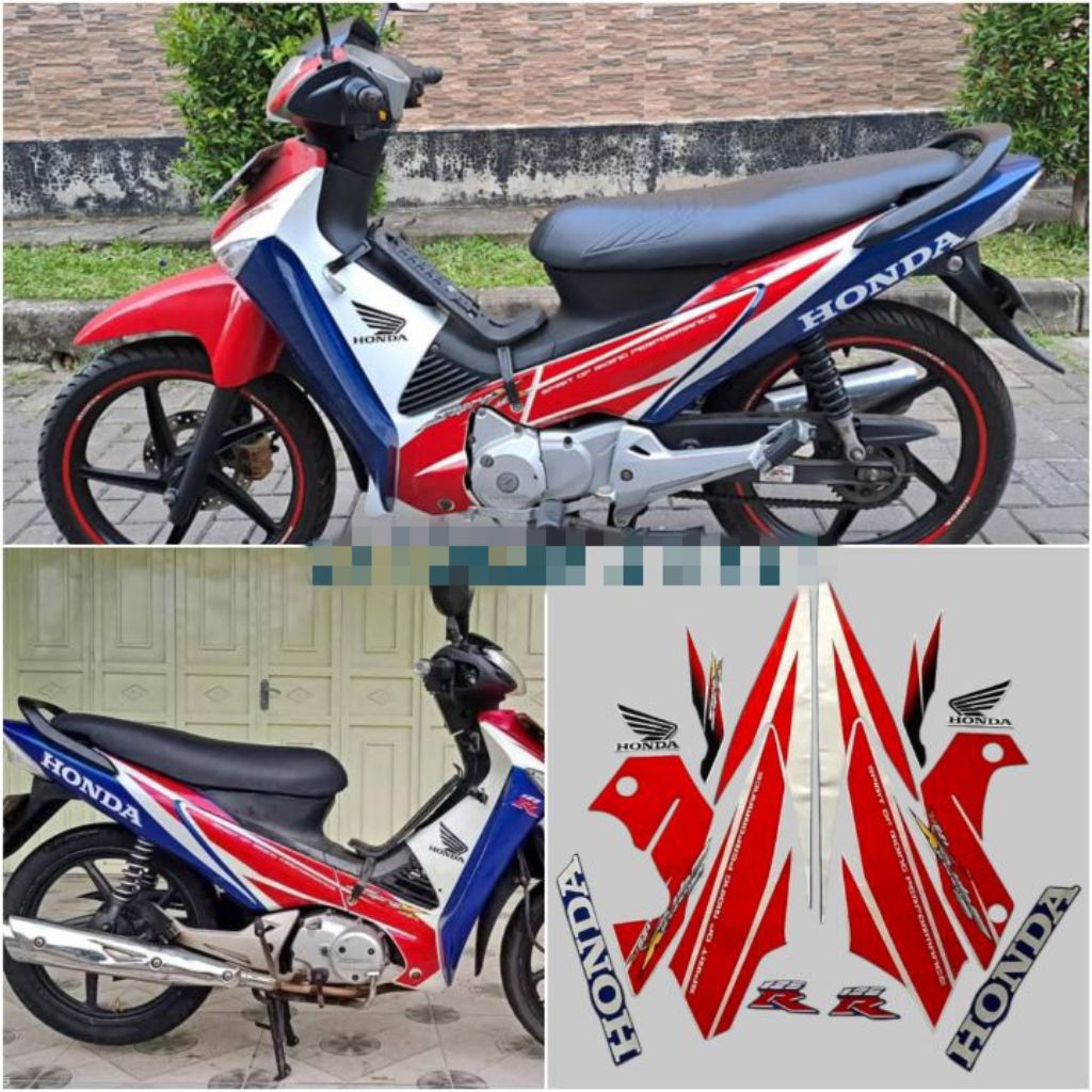 STRIPING SUPRA X 125 R TAHUN 2006 MERAH PUTIH BIRU