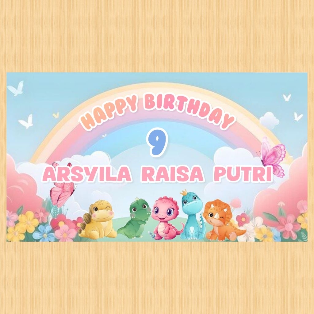 Spanduk DINOSAURUS banner DINOSAURUS spanduk banner ultah anak background custom ulang tahun anak DI