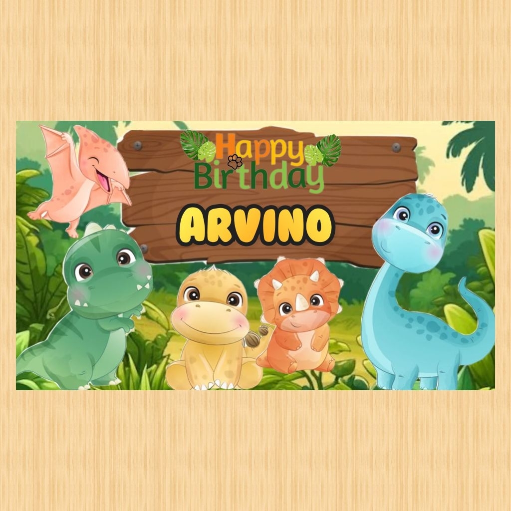 Spanduk DINOSAURUS banner DINOSAURUS spanduk banner ultah anak background custom ulang tahun anak DI