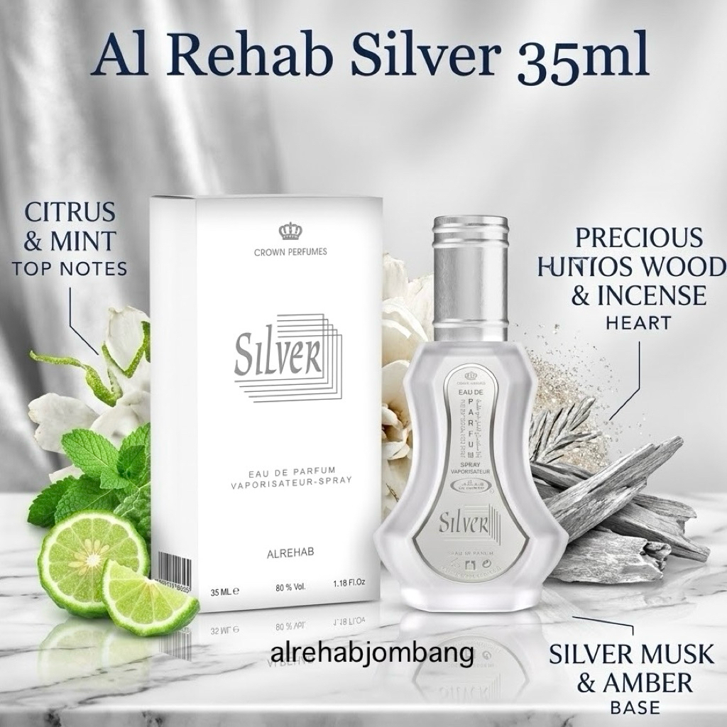 Parfum Al Rehab Silver 35ml Spray Original