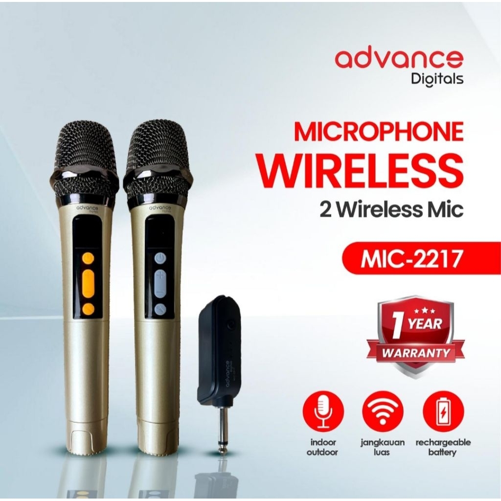 ADVANCE PROFESIONAL WIRELESS MICROPHONE MIC WIRELESS MIC-2217