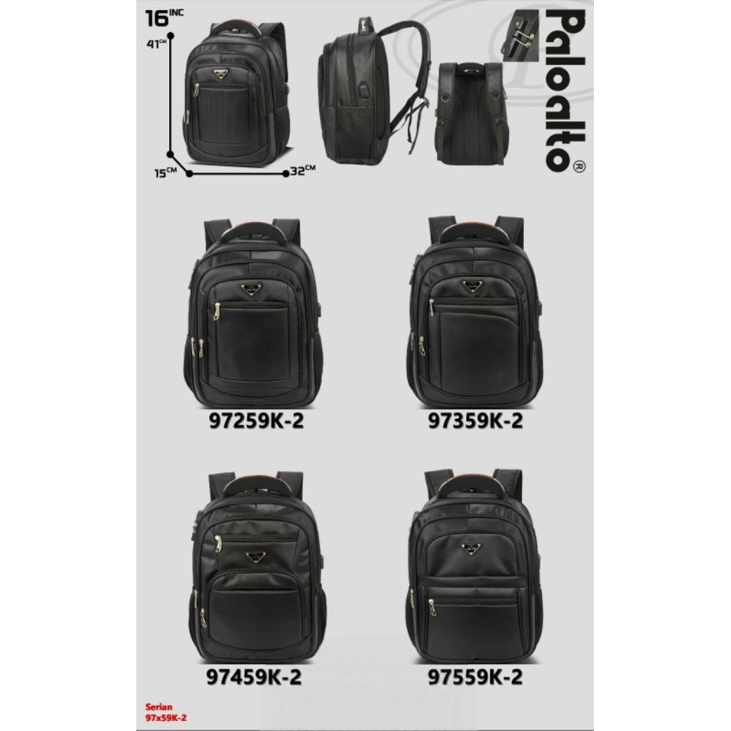 Tas Ransel Laptop 16 Inch Palo alto Premium | Backpack Pria Wanita Kerja Kuliah Travel