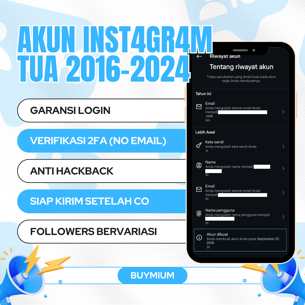 DIJUAL CEPAT AKUN INSTAGRAM TUA 2016 - 2024 [2FA]
