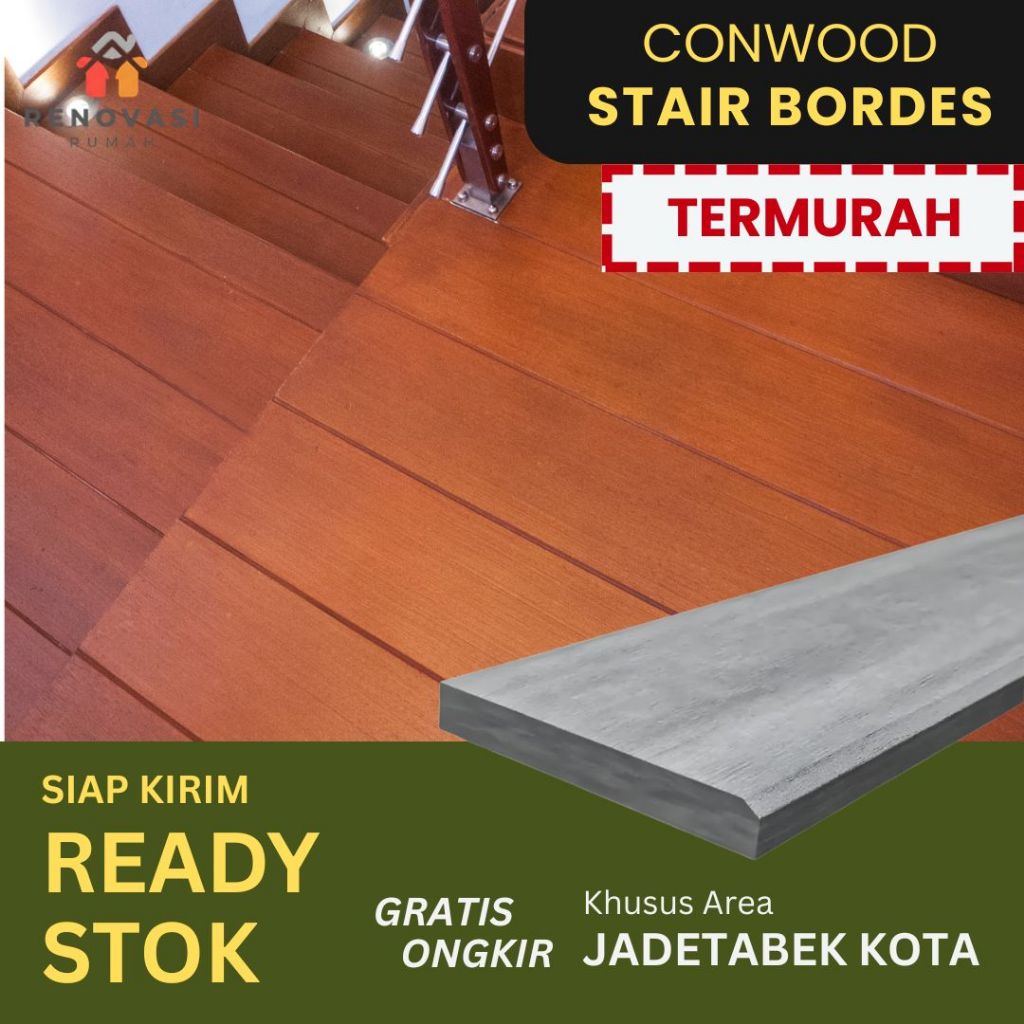 Conwood Stair Bordes - Lantai Tangga Desain Kayu Indoor Outdoor - Anti Rayap Anti Lapuk