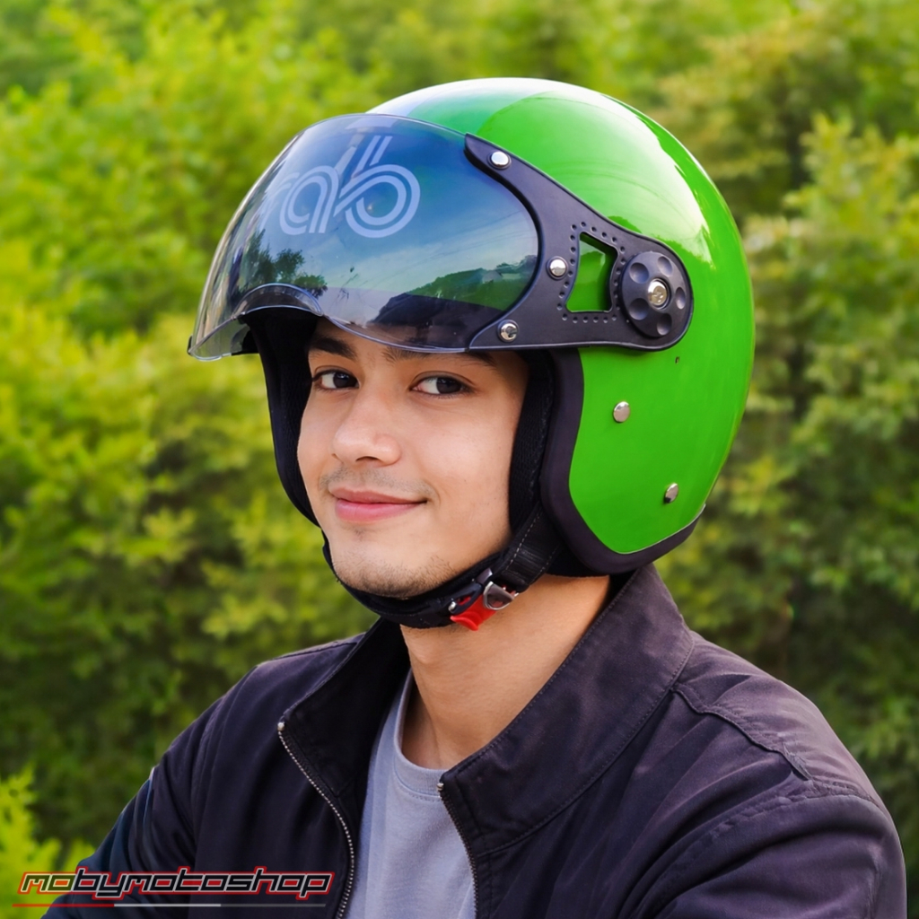 Helm GrabBike - Helm Ojek Online GrabBike Baru (Model Bogo Pilot) - All Size L