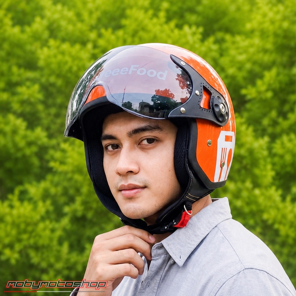 Helm ShopeeFood - Helm Ojek Online ShopeeFood - Model Bogo Pilot - All Size L