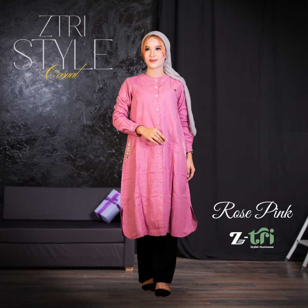 Ztri | Baju Tunik Putih Terbaru Fashion Wanita Kekinian Bahan Katun Rami Premium High Quality