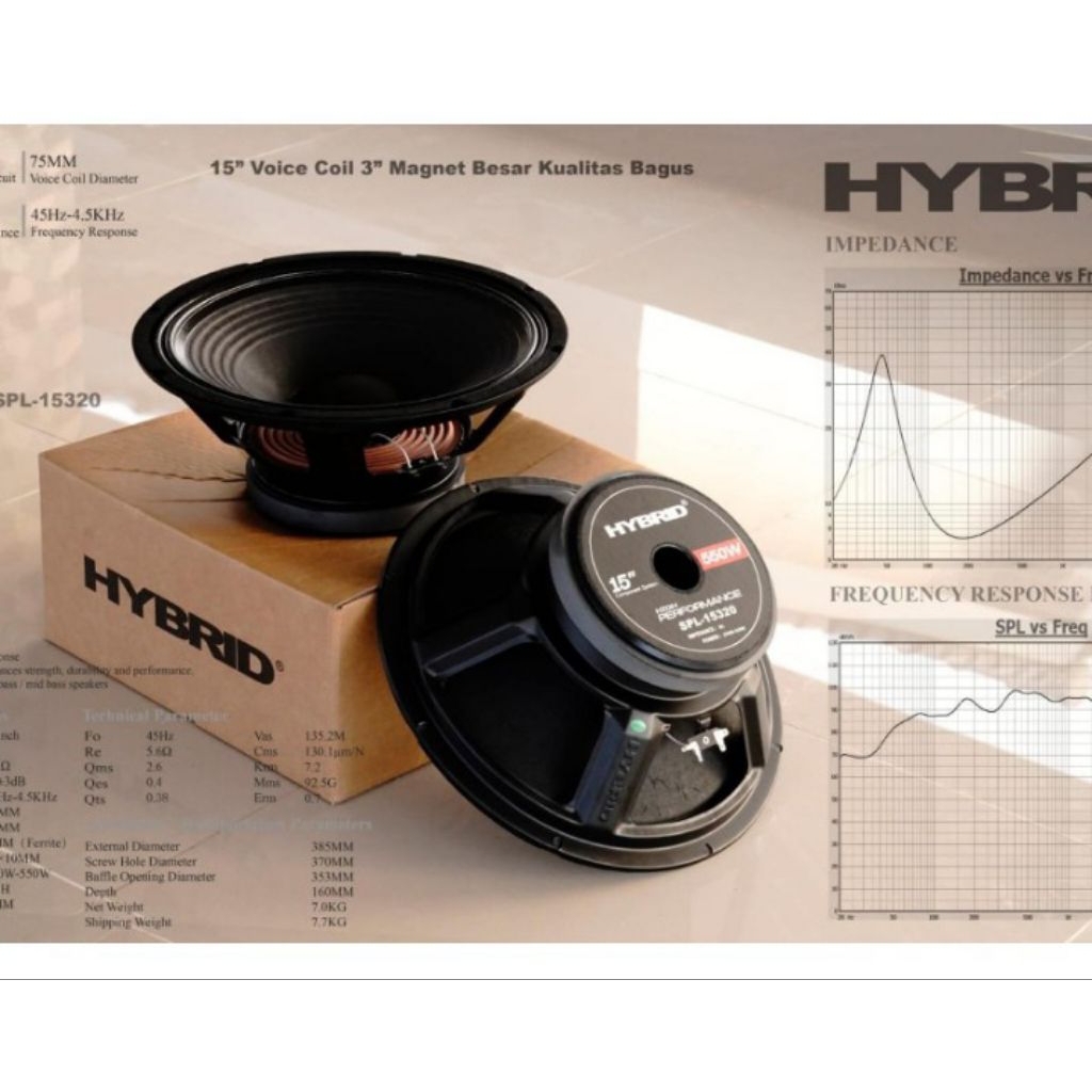 Speaker komponen Hybrid spl 15320 original 15inch subwoofer