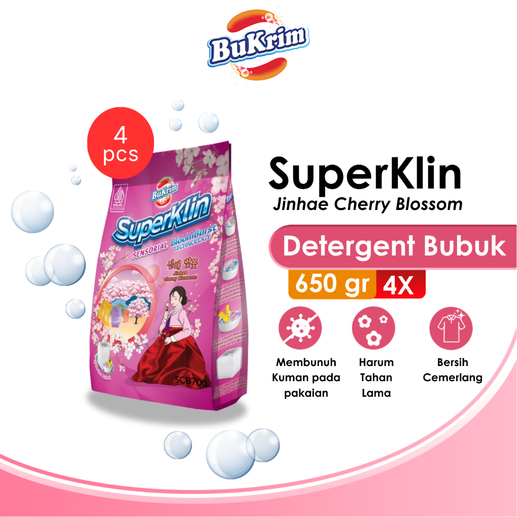 4 PCS - Sabun Detergent Bubuk BuKrim Sensasi Cherry Blossom 650gr