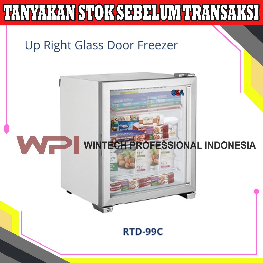 Gea RTD-99C Mini Upright Glass Door Freezer Premium Ice Cream Display - Freezer Berdiri Pintu Kaca /