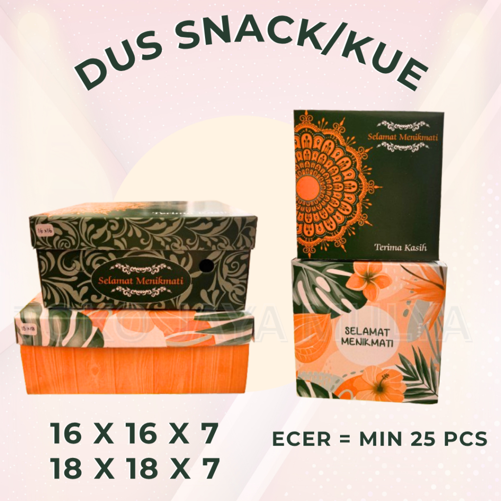 (TERMURAH) DUS / BOX SNACK / NASI KOTAK MOTIF 1 PCS HARGA GROSIR UKURAN 16X16 DAN 18X18